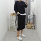 Plus Size Set: Raglan-sleeve Sweatshirt + Midi Skirt