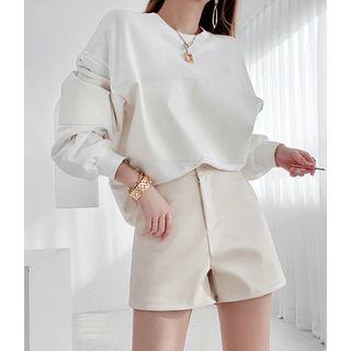 Faux-leather Panel Sweatshirt