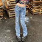 Wave-print Straight-cut Jeans