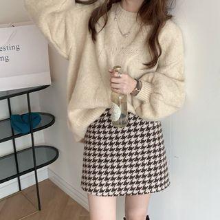 Houndstooth Mini A-line Skirt / Sweater