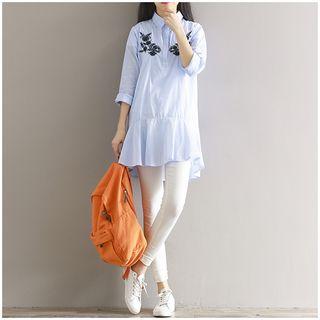 Long-sleeve Embroidery Ruffle Dress