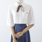 Elbow-sleeve Tie-neck Shirt / Midi A-line Skirt / Set