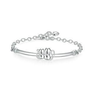 Fashion Cute Two Cat Bracelet Silver - One Size