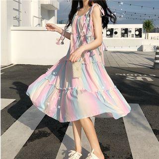 Rainbow Stripe Spaghetti Strap Dress As Shown In Figure - One Size