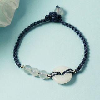 Faux Gemstone String Bracelet Blue & White - One Size