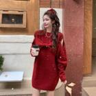 Cold-shoulder Bow Sweater Dress