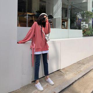 Mock Two-piece Tie-side Sweatshirt