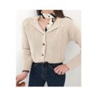 Open-placket Perforated Cardigan