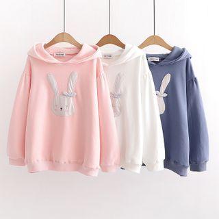 Cartoon Rabbit Applique Hoodie