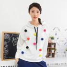 Pompom Accent Hoodie