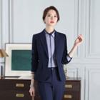 One-button Blazer / Pencil Skirt / Straight-cut Pants / Contrast Trim Shirt / Set