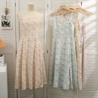 Floral A-line Split Dress