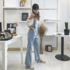 Set: Off-shoulder Lace Top + Boot-cut Jumper Jeans