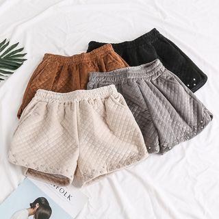 High-waist Argyle Studded Velvet Shorts