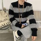 Striped Sweater Stripe - Dark Gray - One Size