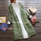 Plain V-neck Long Cardigan