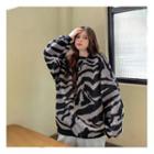 Zebra Pattern Furry Pullover