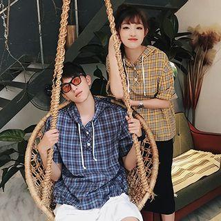 Couple Matching Plaid Hooded T-shirt