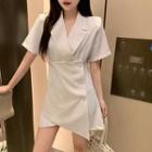 Notch Lapel Short-sleeve Mini A-line Dress