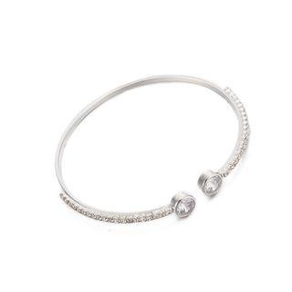 Fashion Bright Geometric Cubic Zircon Open Bangle Silver - One Size