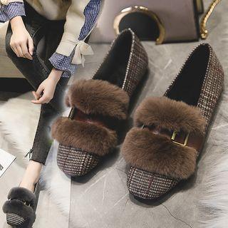 Plaid Furry Loafers