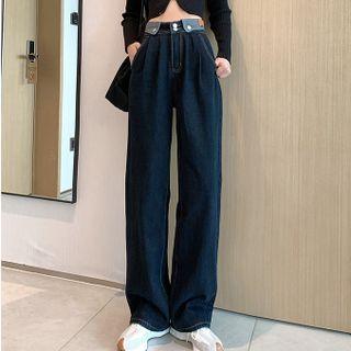 High Waist Fleece-lined Loose Fit Jeans (various Designs)