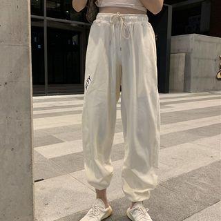 Short-sleeve Letter Cropped T-shirt / Letter Harem Pants