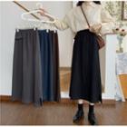 High-waist A-line Split Midi Skirt