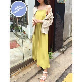 Square-neck Spaghetti-strap Maxi Dress