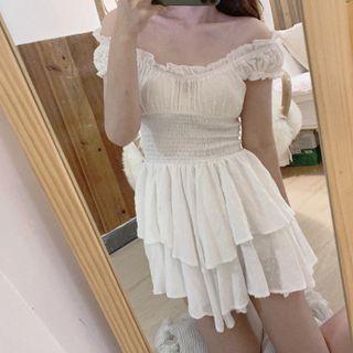 Cap-sleeve Tiered A-line Dress
