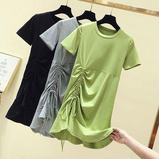 Short-sleeve Drawstring Shift Dress