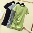 Short-sleeve Drawstring Shift Dress