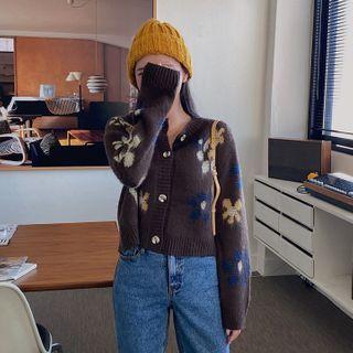 Flower-pattern Cropped Cardigan