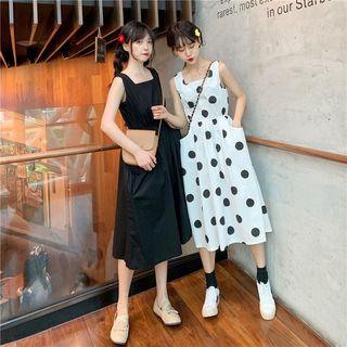 Sleeveless High-waist Midi A-line Dress