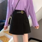 High-waist Buckled Mini A-line Skirt