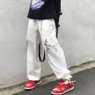 Embroidered Chain Detail Wide-leg Pants