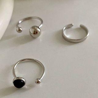 Agate Bead Alloy Open Ring / Polished Alloy Open Ring
