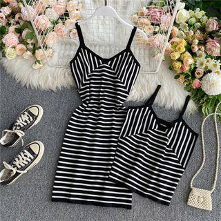 Striped Camisole / V-neck Striped Slipdress