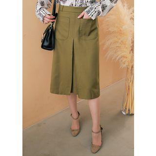 Dual-pocket Silt-hem Midi Skirt