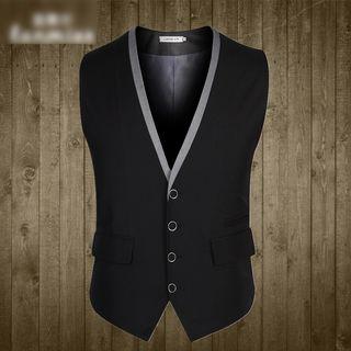 Contrast Trim Single-breasted Vest