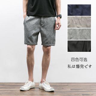Plain Linen Blend Shorts