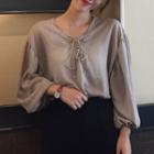 Lace Up Front Sheer Sweater
