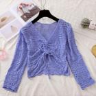 Long-sleeve Drawcord Knit Top
