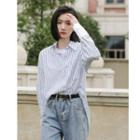 Striped Long-sleeve Shirt Blue & White - One Size