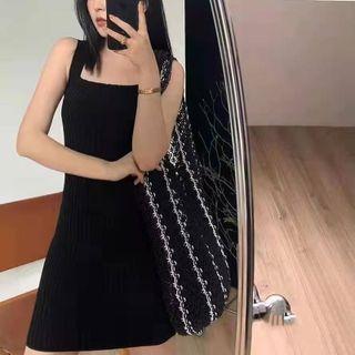 Sleeveless Square Neck Knit A-line Dress