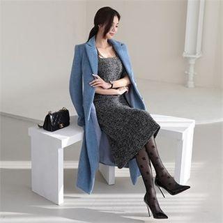 Metal-button Fluffy Long Coat