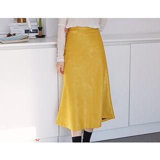 Colored Long Satin Skirt