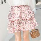 Tiered Printed Chiffon A-line Mini Skirt As Shown In Figure - One Size