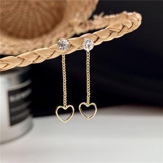 Rhinestone Alloy Heart Dangle Earring 1 Pair - Stud Earring - One Size