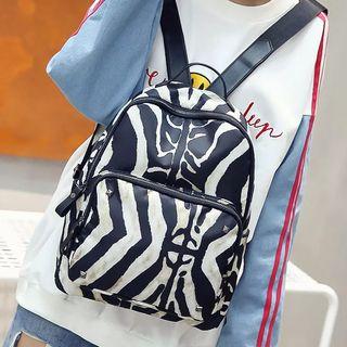 Zebra Print Nylon Backpack
